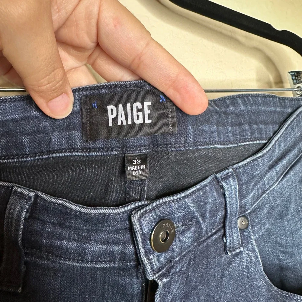 PAIGE Federal Slim Straight Leg Jeans Mens 33 Dark Indigo Wash Made in USA